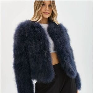 LAMARQUE Deora feather jacket (blue)